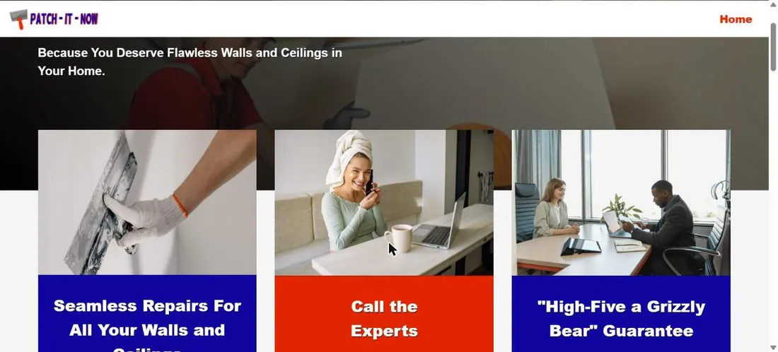 The old site's three cards, including the High-Five a Grizzly Bear Guarantee